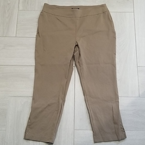 Roz & Ali • Studded Tan Capri Pants, Size 16 - Picture 2 of 6